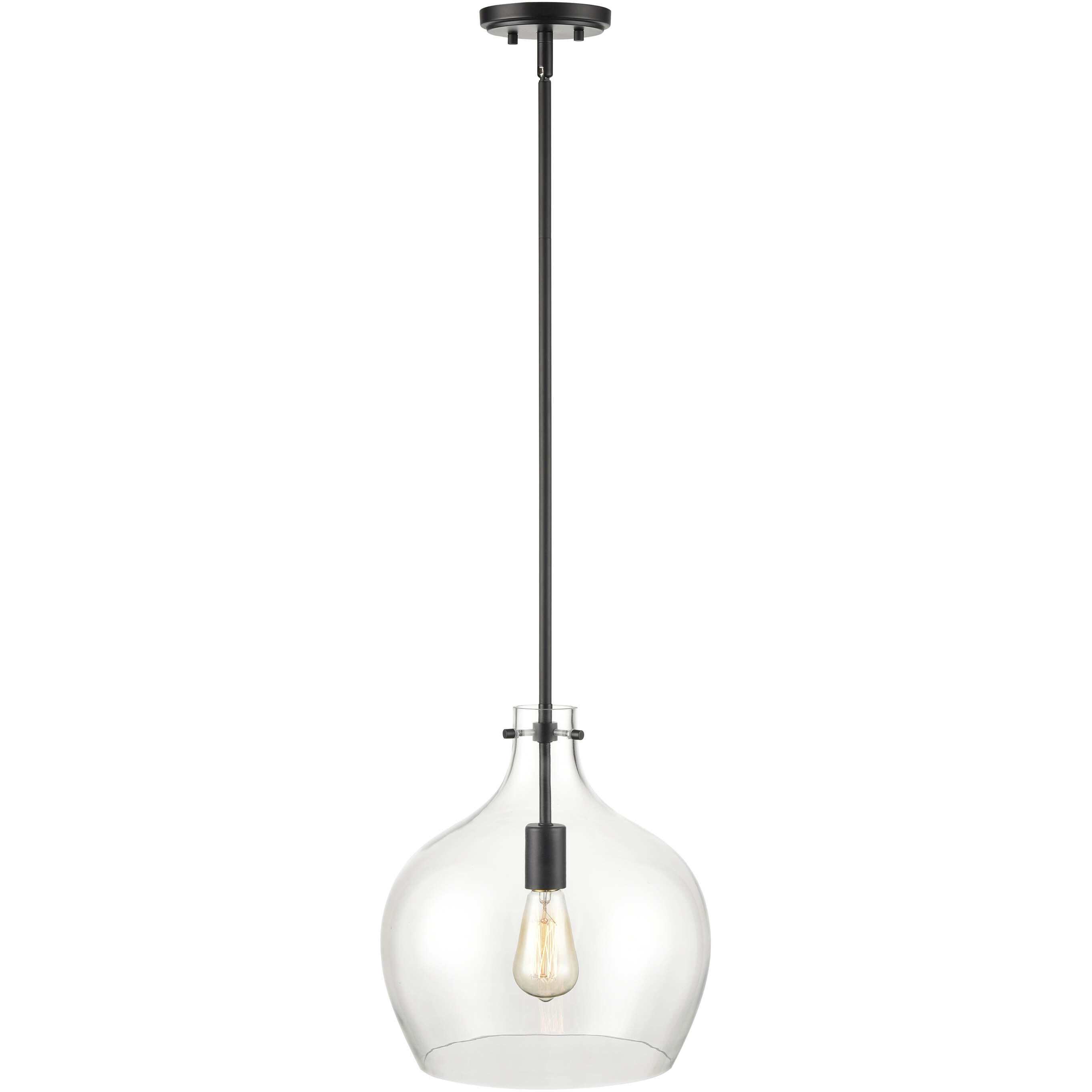 None 1 Light 13 inch Matte Black Pendant Ceiling Light